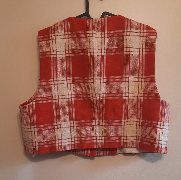 Zara Textured Waistcoat Vest Top Sleeveless Red White - Picture 13 of 14